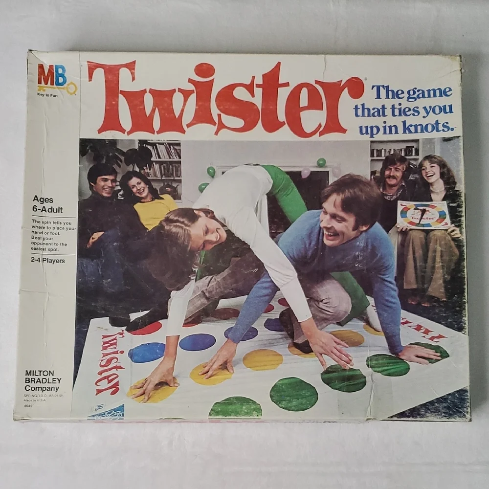 Vintage 1966 Twister Game Mat with Spinner Milton Bradley In Original Box